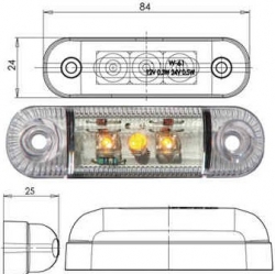 Led-äärivalo 12/24V keltainen 401145