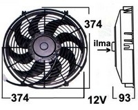 Vapaatuuletin 12V puhaltava 345 mm