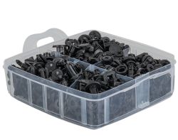 Muovikiinnikesarja 1211 osaa – klipsit, niitit ja irrotustyökalut