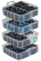 Muovikiinnikesarja 1211 osaa – klipsit, niitit ja irrotustyökalut