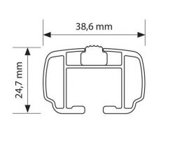 Taakkateline integroituihin kattokaiteisiin alu Nowa L 127 cm